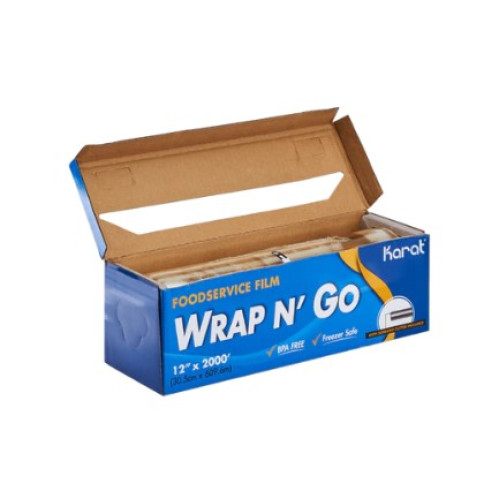 Karat® FW-WNG1220 Foodservice Film Wrap, 12 inch x 2000 Feet, Serrated Cutter, BPA Free, 1 each