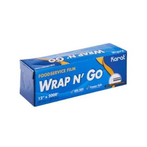 Karat® FW-WNG1220 Foodservice Film Wrap, 12 inch x 2000 Feet, Serrated Cutter, BPA Free, 1 each
