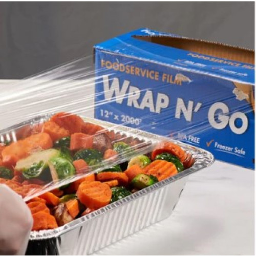 Karat® FW-WNG1220 Foodservice Film Wrap, 12 inch x 2000 Feet, Serrated Cutter, BPA Free, 1 each