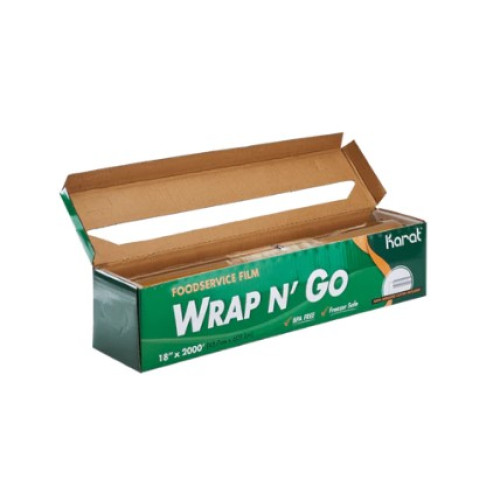 Karat® FW-WNG1820 Foodservice Film Wrap, 18 inch x 2000 Feet, Serrated Cutter, BPA Free, 1 each