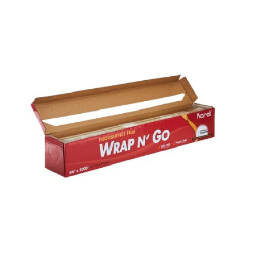 Karat® FW-WNG2420 Foodservice Film Wrap, 24 inch x 2000 Feet, Serrated Cutter, BPA Free, 1 each
