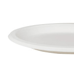 Karat® Earth KE-BPR09-1CFF 9 inch Compostable Bagasse White Round Plate, PFAS Free, BPI Approved, 500 each