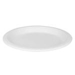 Karat® Earth KE-BPR09-1CFF 9 inch Compostable Bagasse White Round Plate, PFAS Free, BPI Approved, 500 each