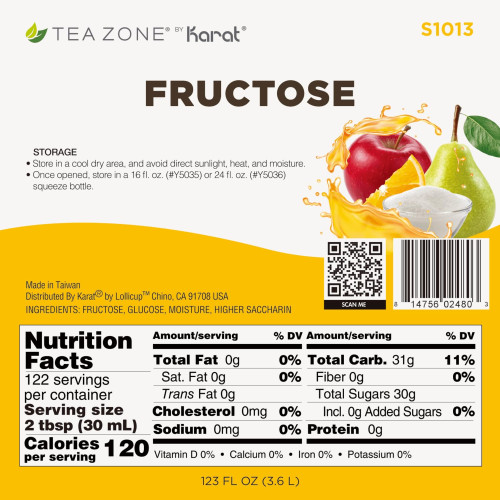 TeaZone S1013 Fructose, 11 lb. Bottle, 4 each