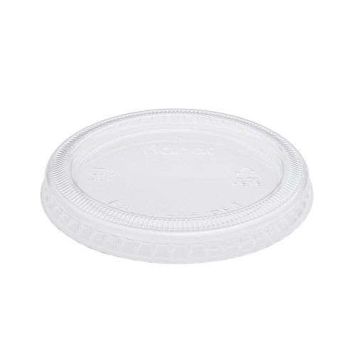 Karat® FP-PL200-PET PET Plastic Flat Lid for 1/1.5/2oz Portion Cups, 60mm, 2500/cs, 1 each