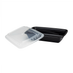 Karat IM-FC1028B 28oz Black PP Plastic Rectangular Microwaveable Food Containers with Lids, 150/cs, 1 each