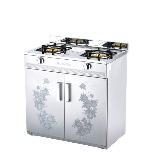 DBHQ 2-Burner Stove with Stand and Cabinet, Liquid Propane(LP), 22k BTU, Stainless Steel, 1 each