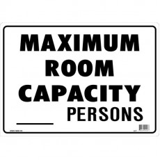 MAXIMUM ROOM CAPCITY Styrene Sign, 14 x 10 inch, 1 each