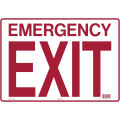 EMERGENCY EXIT Styrene Sign, 14 x 10, 1 each