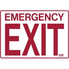 EMERGENCY EXIT Styrene Sign, 14 x 10, 1 each