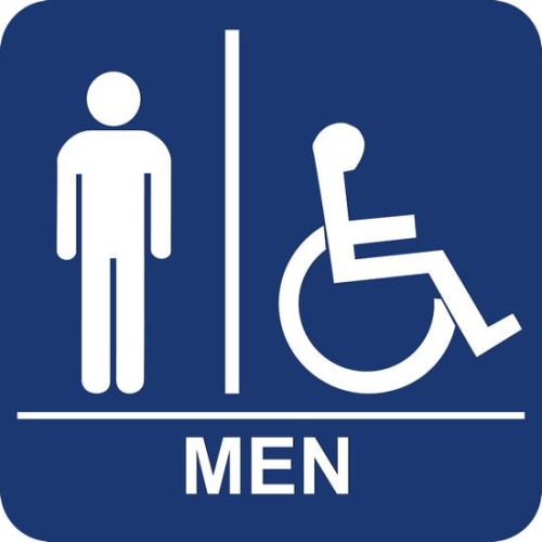 Men Restroom Accessible with Braille, 8 x 8 inch, 1 each