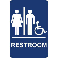Restroom Unisex Accessible with Braille, 6 x 9 inch, 1 each