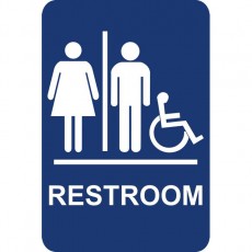 Restroom Unisex Accessible with Braille, 6 x 9 inch, 1 each