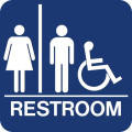 Unisex Restroom Accessible with Braille, 8 x 8 inch, 1 each