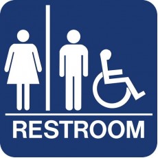Unisex Restroom Accessible with Braille, 8 x 8 inch, 1 each