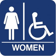 Women Restroom Accessible with Braille, 8 x 8 inch, 1 each