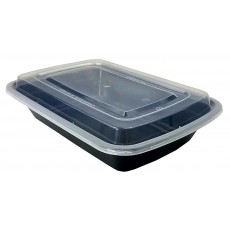 CO-33 33oz (3)Compartment(s) Rectangular Microwavable Black Plastic Container with Lid, 150 each CO-33 33oz (3)Compartment(s) Rectangular Microwavable Black Plastic Container with Lid, 150 each