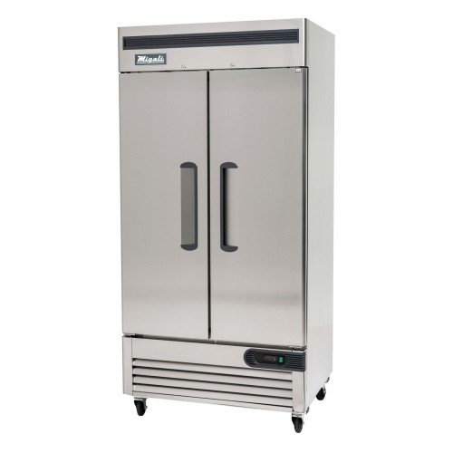 Migali C-2FB-35-HC 39.5(w) inch (2)Solid Swing Door(s) Bottom Mount Reach-In Upright Freezer, 35Cu.ft, (6)Shelve(s), 3/4hp, 115v/60/1-ph, Casters, ETL Listed