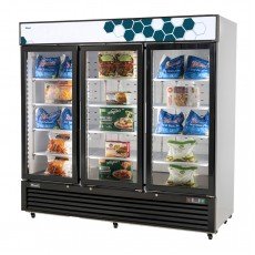 Migali C-72FM-HC 82(w) inch (3)Glass Swing Door(s) Bottom Mount Merchandiser Freezer, 72Cu.Ft, (12)Shelve(s), Casters, 1-1/2hp, 115v/60/1-ph, ETL Listed