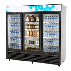 Migali C-72RM-HC 82(w) inch (3)Glass Swing Door(s) Bottom Mount Merchandiser Refrigerator, 72Cu.ft, (12)Shelve(s), Casters, 3/4hp, 115v/60/1-ph, ETL Listed