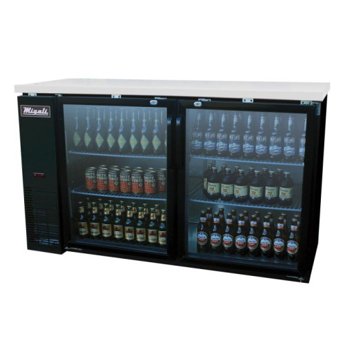 Migali C-BB60G-HC Back Bar Refrigerators, 60.8(w) inch, (2)Glass Door(s), 17.3Cu.ft, (4)Shelve(s), 1/5hp, 115v/60/1-ph, ETL Listed