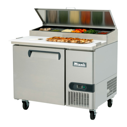 Migali C-PP44-HC 44(w) inch (1)Solid Door(s) Pizza Prep Table, 14Cu.Ft, (1)Shelve(s), Casters, 1/7hp, 115v/60/1-ph, ETL Listed