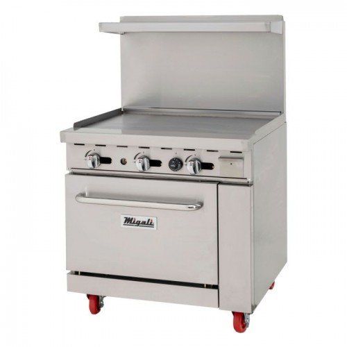 Migali C-RO-36G-NG Restaurant Ranges, 36(w) inch Griddle, (1)Standard Oven(s), Natural Gas, 102k Total BTU/hr, ETL Listed