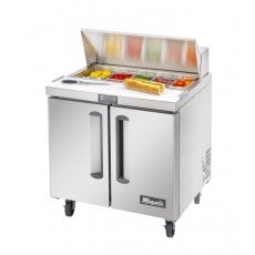 Migali C-SP36-10-HC Competitor Series® 36.3(w) inch (2)Solid swing Door(s) Standard Top Sandwich Prep Table, 9.4Cu.ft, (2)Shelve(s), Casters, 1/7hp, 115v/60/1-ph, ETL Listed