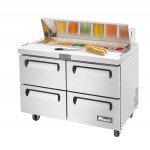Migali C-SP48-12-D-HC Competitor Series® 48-1/4(w) inch (4)Solid Drawer(s) Standard Top Sandwich Prep Table, 12Cu.ft, (4)Shelve(s), Casters, 1/7hp, 115v/60/1-ph, ETL Listed