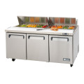 Migali C-SP72-18-HC Competitor Series® 72.7(w) inch (3)Solid Door(s) Standard Top Sandwich Prep Table, 22Cu.ft, (6)Shelve(s), Casters, 1/5hp, 115v/60/1-ph, ETL Listed