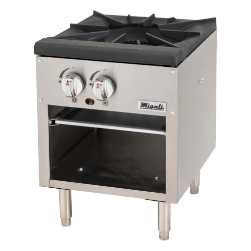 Migali C-SPS-1-18 Competitor Series® Single Stock Pot Stoves, (2)Burner(s), Natural Gas, Total 80k BTU/Hr, 18(w) x 20.9(d) x 22.8(h) inch, ETL Listed