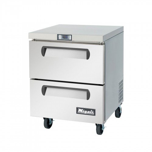 Migali C-U27F-D-HC 27.5(w) inch (2)Solid Drawer(s) Under-Counter/Work Top Freezer, 6.5Cu.Ft, (2)Shelve(s), Casters, 1/5hp, 115v/60/1-ph, ETL Listed