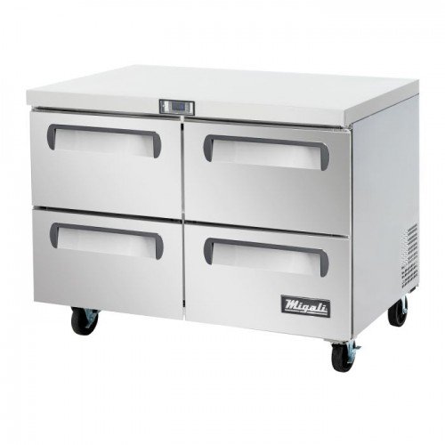 Migali C-U48R-D-HC 48.25(w) inch (4)Solid Drawer(s) Under-Counter/Work Top Refrigerator, 12Cu.Ft, (4)Shelve(s), Casters, 1/7hp, 115v/60/1-ph, ETL Listed