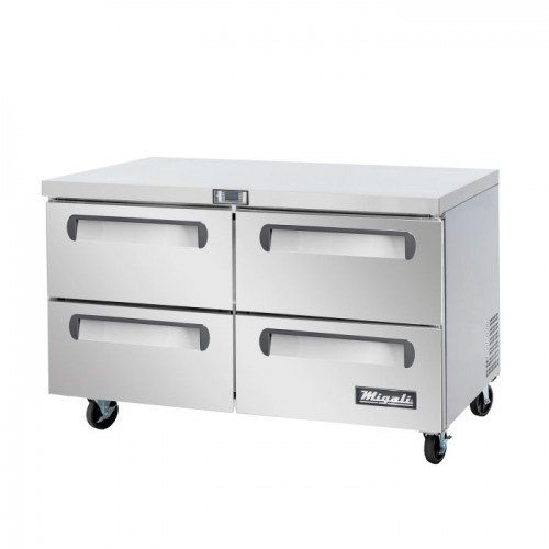 Migali C-U60R-D-HC 60.25(w) inch (4)Solid Drawer(s) Under-Counter/Work Top Refrigerator, 17.9Cu.Ft, (4)Shelve(s), Casters, 1/5hp, 115v/60/1-ph, ETL Listed