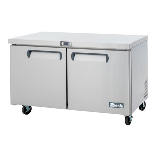 Migali C-U60F-HC Competitor Series® 60.2(w) inch (2)Solid Swing Door(s) Under-Counter/Work Top Freezer, 17.9Cu.Ft, (4)Shelve(s), Casters, 1/4hp, 115v/60/1-ph, ETL Listed