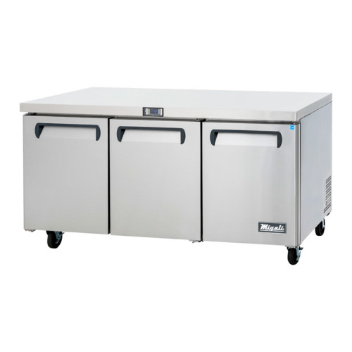 Migali C-U72R-HC Competitor Series® 72.7(w) inch (3)Solid Swing Door(s) Under-Counter/Work Top Refrigerator, 32.8Cu.Ft, (6)Shelve(s), Casters, 1/5hp, 115v/60/1, ETL Listed, Energy Star