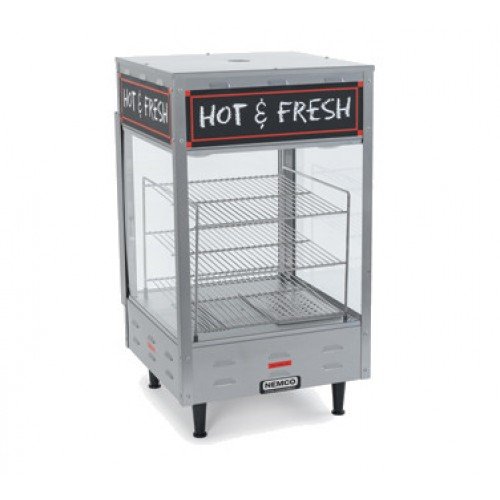 Nemco 6455-2 Hot Food Merchandiser, Self-Serve, (3)19 inch Square Angled Shelve(s), Legs, 120v/60/1-ph, 22-1/4(w)x22-1/49(d)x33-7/8(h) inch, NSF Listed