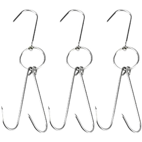 11 inch Stainless Steel Double Duck Hooks, 3 each