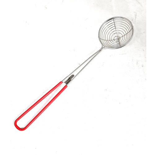  2.6 inch Stainless Steel Pearl Strainer with Red Plastic Handle, 6 each
