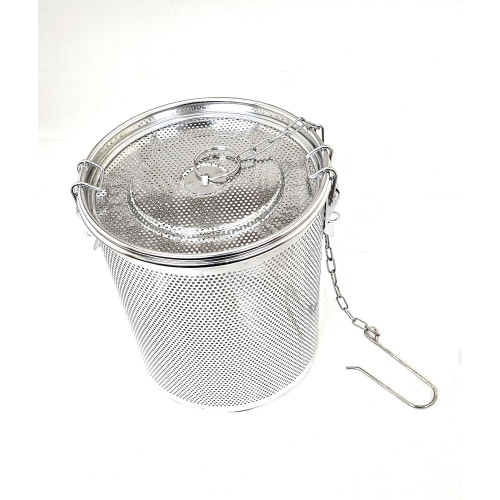 Stainless Steel Tea Ball Strainer & Soup Seasonings Separation Basket Spice Filter, Perforated, 6.5 Diameter x 7.5 Height inch, 1 each