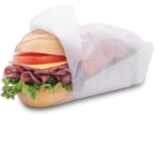 Bagcraft SW912 12" x 9" Plain White Dry Wax Paper Sandwich Wrap and Liner, Grease Resistant, 6000 / cs