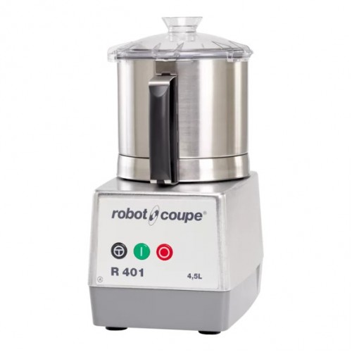 Robot Coupe R401B Cutter/Mixer, (4.5)Liter(s) Stainless Steel Bowl, Smooth S-Blade included, 1.5hp, 7.2amps, 1725rpm, 120v/60/1-ph, ETL Listed