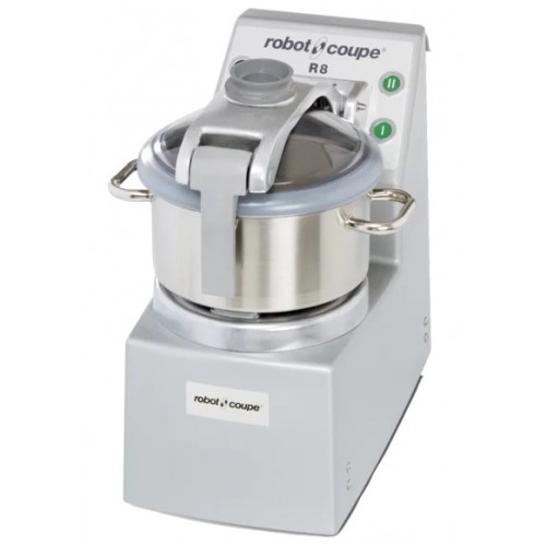 Robot Coupe R8 Vertical Cutter Mixers, (8)Liter(s) Stainless Steel Bowl, (2)Smooth Blade(s) included, 3hp, 208-240v/60/3, 9.9amps, 1800/3600rpm, ETL Listed