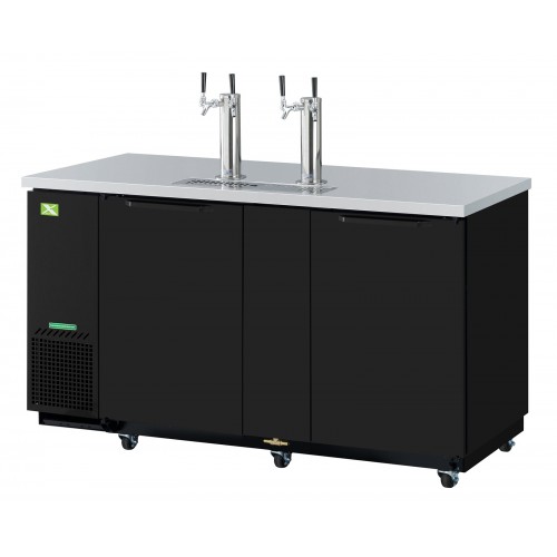 RefrigerationX XBD-3SB-N6 69(w) inch (2)Solid Door(s) Beer Dispenser, (2)Tap(s), (3)½ Barrel(s), Black Vinyl, Exterior, 1/5hp, 115v/60/1-ph, ETL Listed