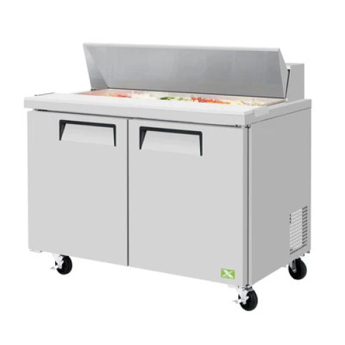 RefrigerationX XST-48-N 48(w) inch Refrigerated Standard Top Sandwich Prep Table, (2)Solid Swing Door(s). 16.26Cu.ft, (12)1/6 Pan(s), (2)Shelve(s), 1/3hp, 115v/60/1-ph,  ETL Listed