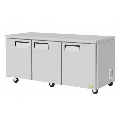 RefrigerationX XUR-72-N 72-3/4(w) inch Undercounter Refrigerator, (3)Solid Swing Door(s), 18.8Cu.ft, (3)Shelve(s), 1/6hp, Casters, 115v/60/1-ph, ETL Listed