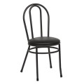 Royal Industries ROY 717 B Bistro Side Chair, Hair Pin Back, Black Steel Frame, 16(W) x 16(D) x 36-1/2(H) inch, Plywood with Black Vinyl Seat, 2 each
