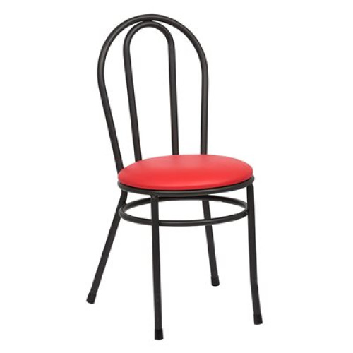 Royal Industries ROY 717 R Bistro Side Chair, Hair Pin Back, Black Steel Frame, 16(W) x 16(D) x 36-1/2(H) inch, Plywood with Red Vinyl Seat, 2 each Royal Industries ROY 717 R Bistro Side Chair, Hair Pin Back, Black Steel Frame, 16(W) x 16(D) x 36-1/2(H) inch, Plywood with Red Vinyl Seat, 2 each
