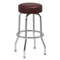 Royal Industries ROY ROY 7711 BRN Standard Single Ring Seat Swivel Bar Stool, Chrome Frame, Brown Vinyl Seat, 14(W) x 14(D) x 30(H) inch, Unassembled, 4 each