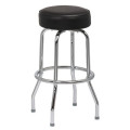 Royal Industries ROY ROY 7711 B Standard Single Ring Seat Swivel Bar Stool, Chrome Frame, Black Vinyl Seat,14(W) x 14(D) x 30(H) inch, Unassembled, 4 each